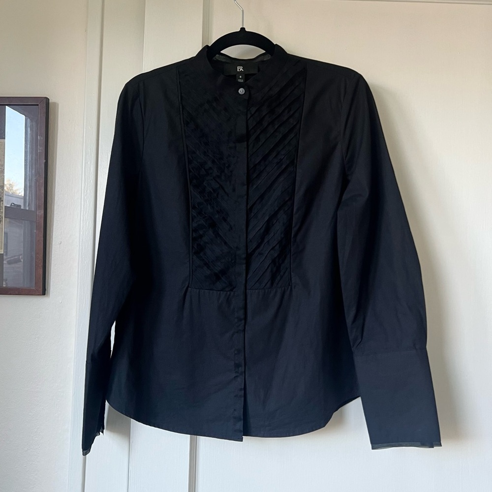 Banana Republic Josefa Tuxedo Shirt in Black - Picture 3 of 10